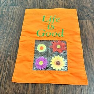 Evergreen enterprises orange floral life is good garden flag